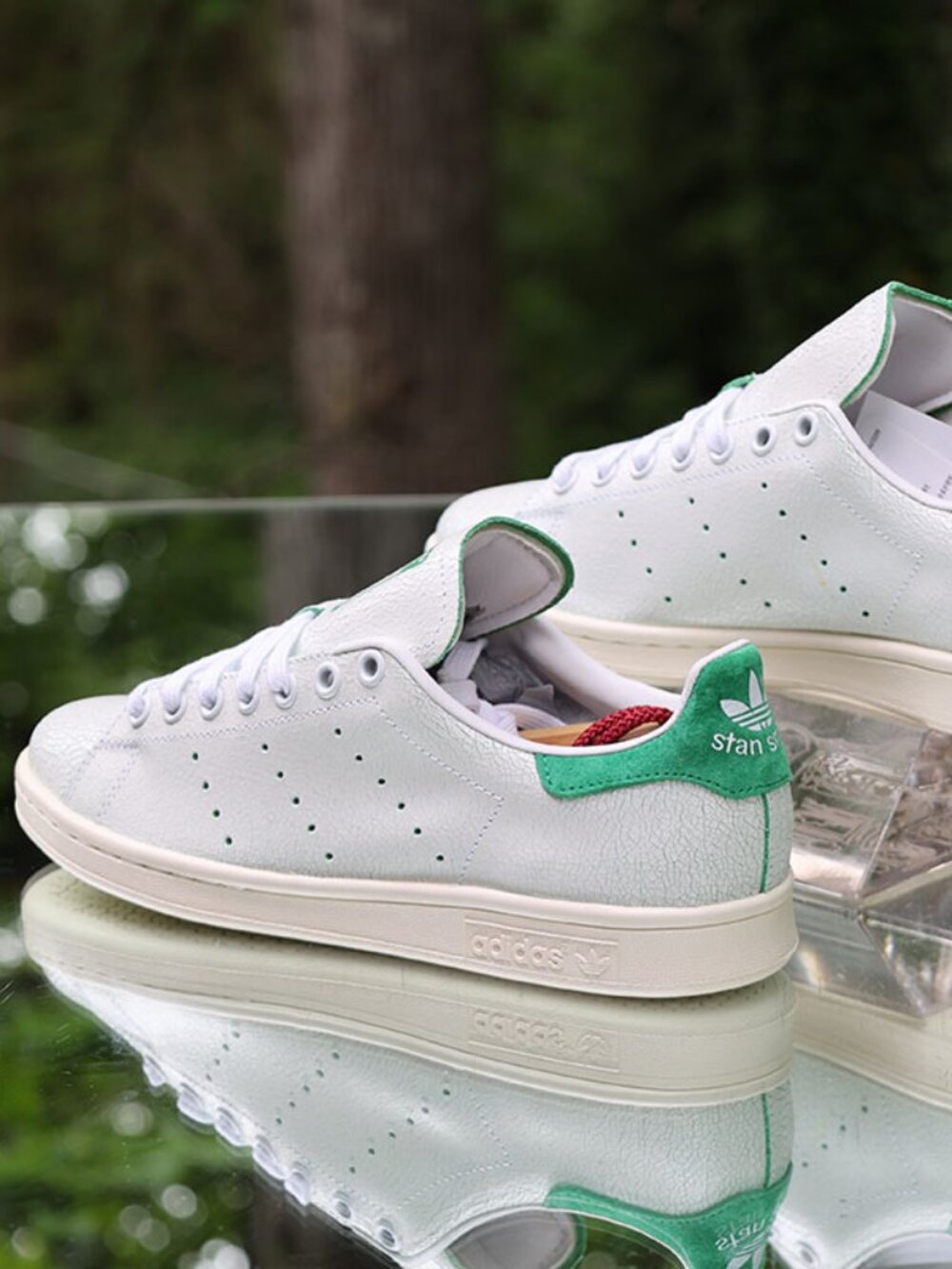 Adidas Stan Smith Cracked Leather White Green - Picture 12 of 13